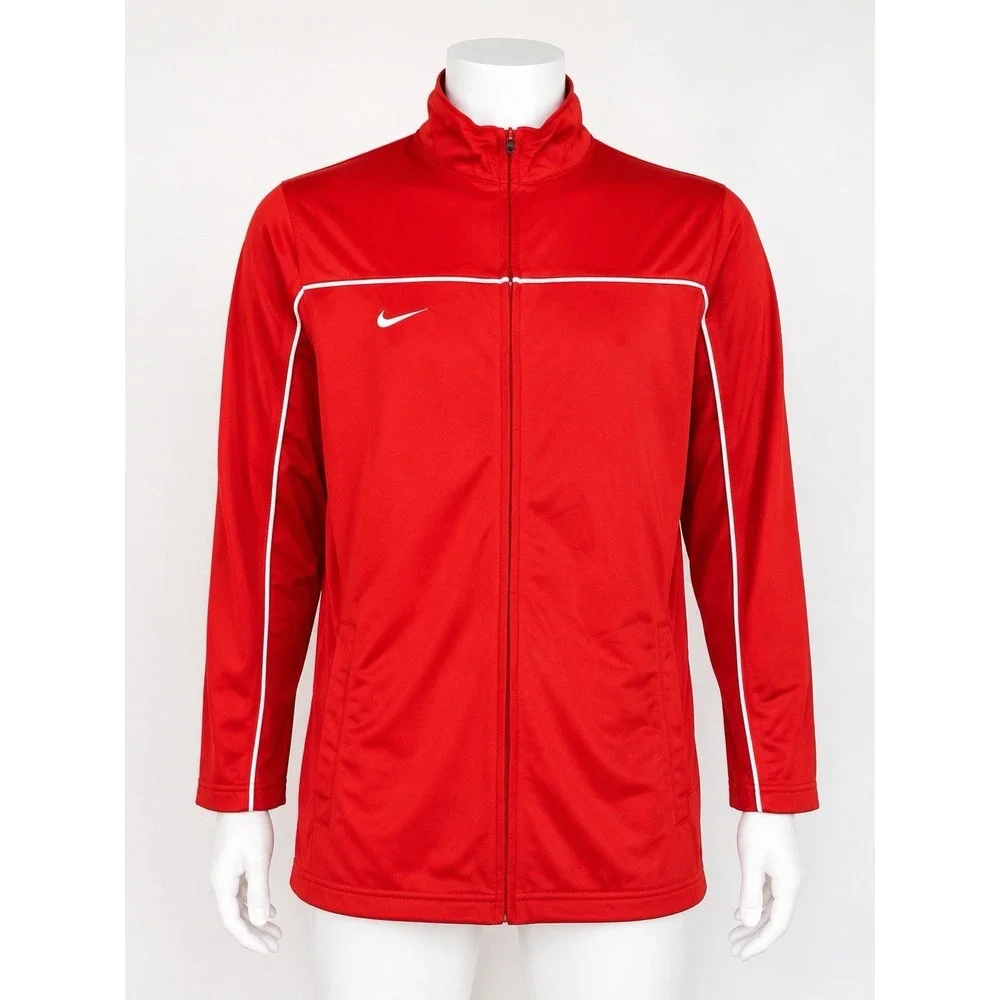 Nike Vintage Red Full Zip Track Jacket with White Piping Size Small
